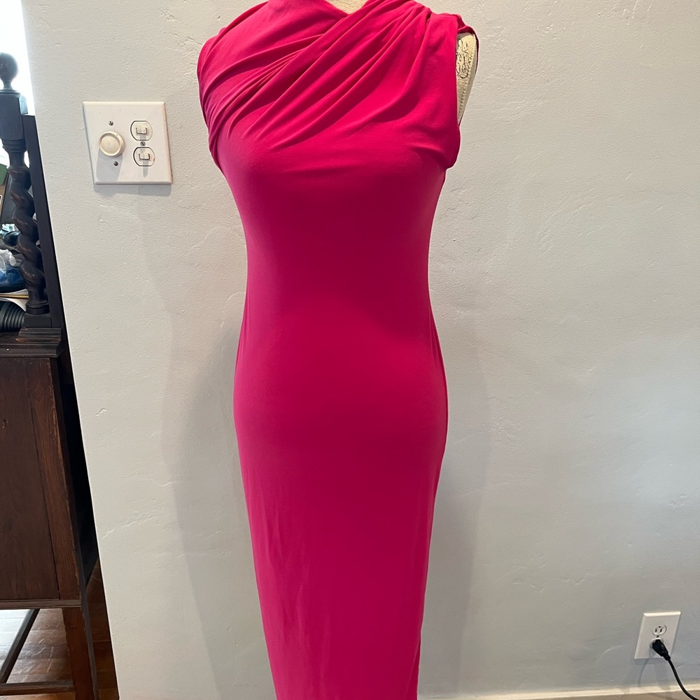 Zara One-Shoulder Fuchsia Bodycon Dress